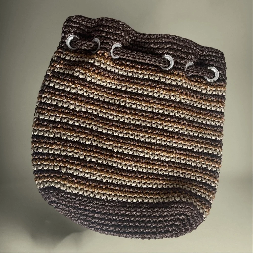 JAI Original Tri Color Neutrals Brown Crocheted Backpack